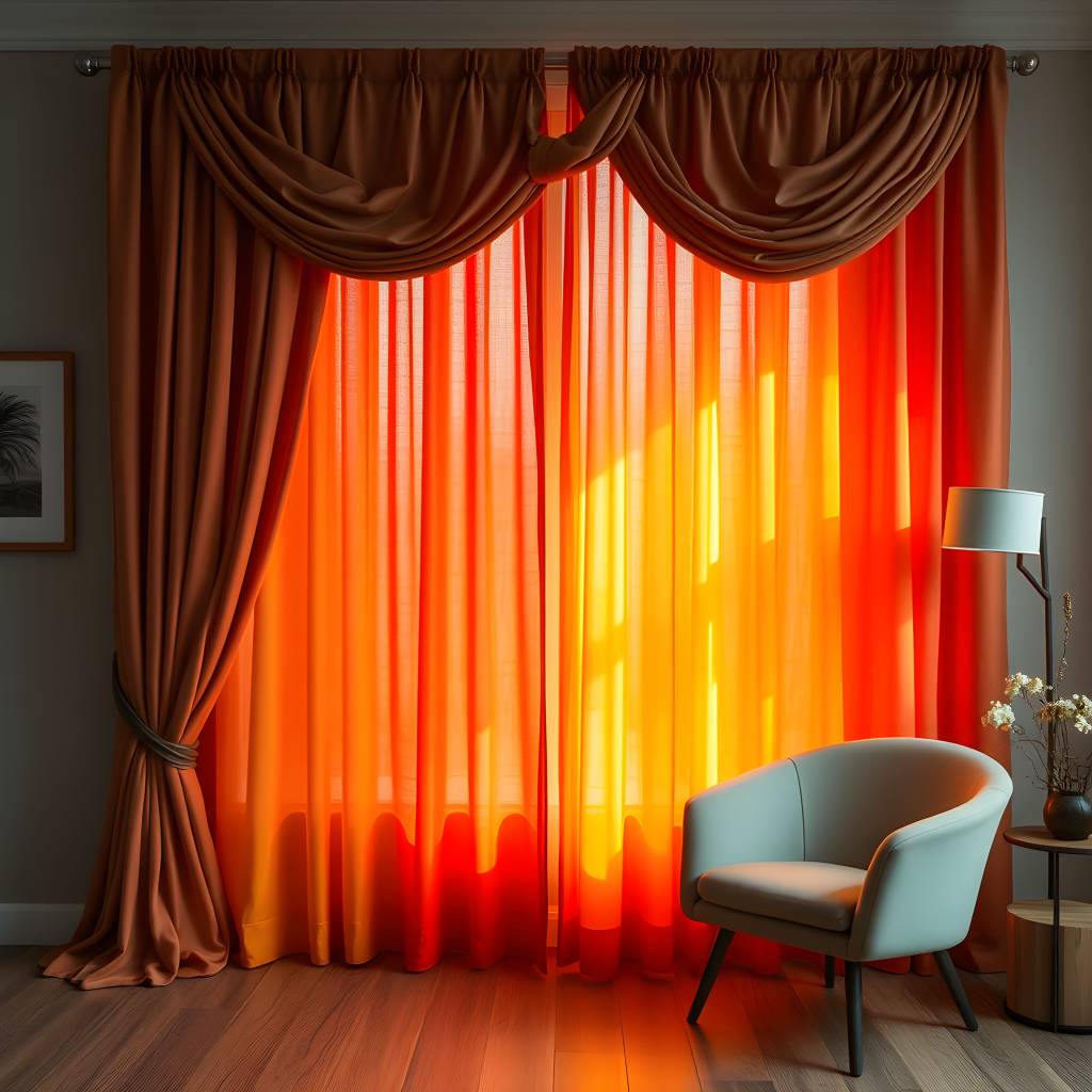 高彩度的橘色窗簾(示意圖)