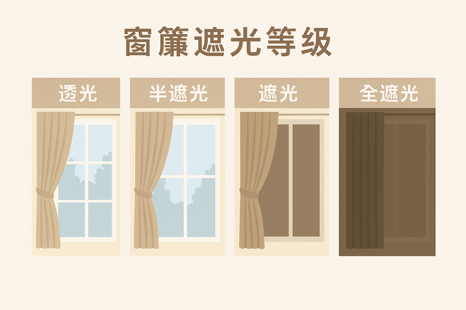 窗簾遮光等級解析：選對窗簾，打造理想光線環境(示意圖)